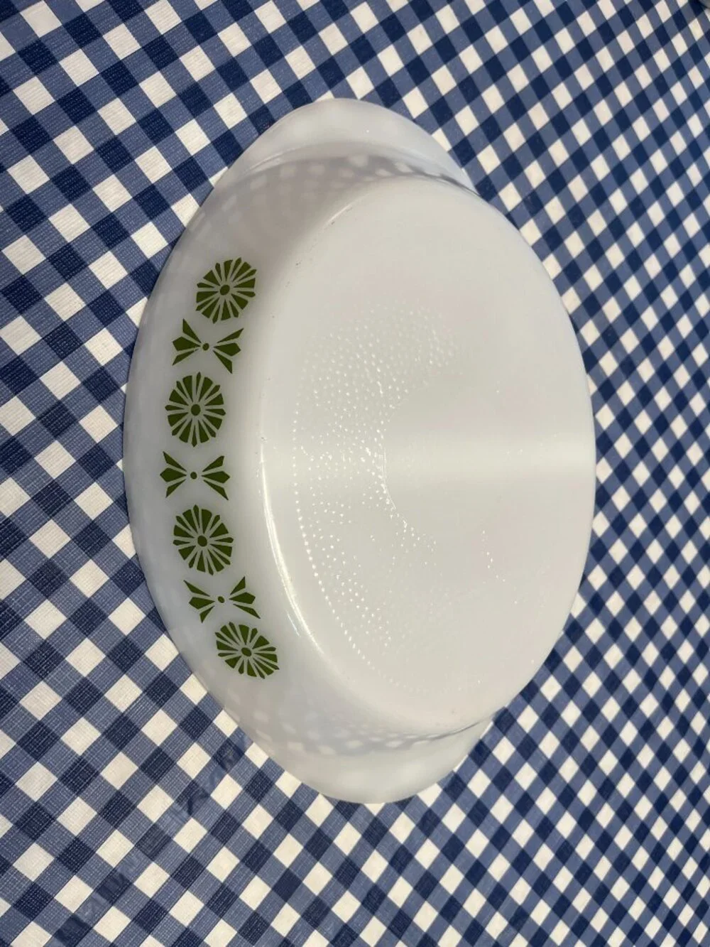 Vintage divided Bakeware with Green Geometric Design